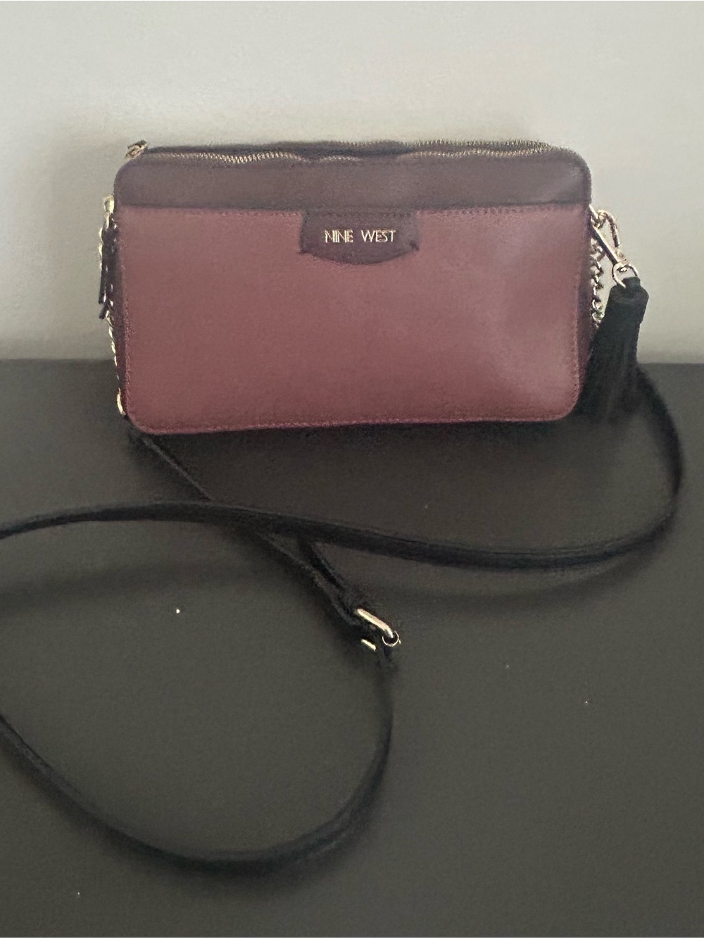 Nine West Burgundy Camera Crossbody Bag Double Zip Organizer Purse - Picture 5 of 12